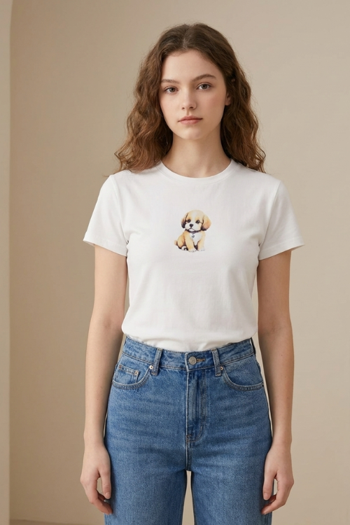 Art 9033 Remera baby tee perrito